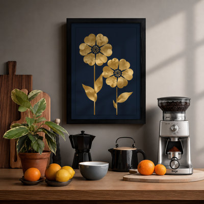 Golden Blooms Botanical - Framed Print