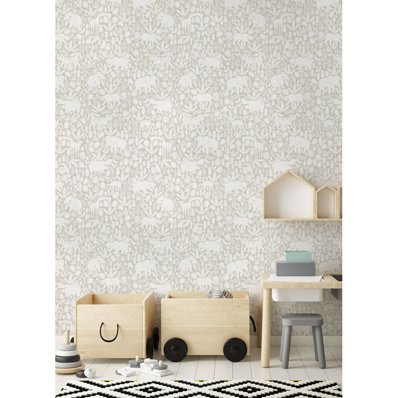 Papier peint adhésif Jungle Animals, Gris chaleureux