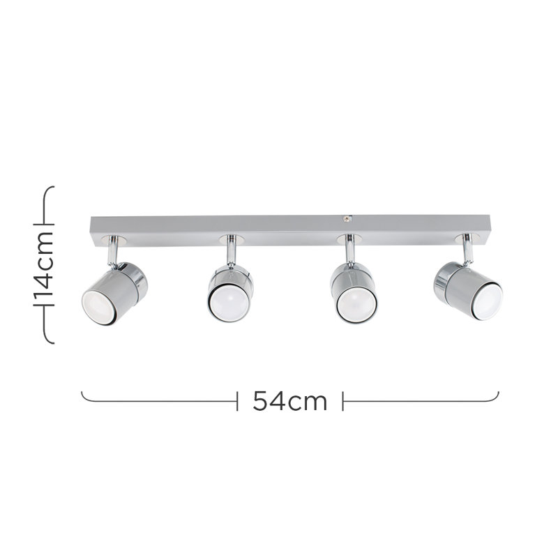 Lacey 4-Light 54cm Ceiling Spotlight, Grey, No Bulb