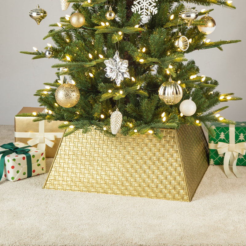 Gold Trapezoid Metal Weave Christmas Tree Collar