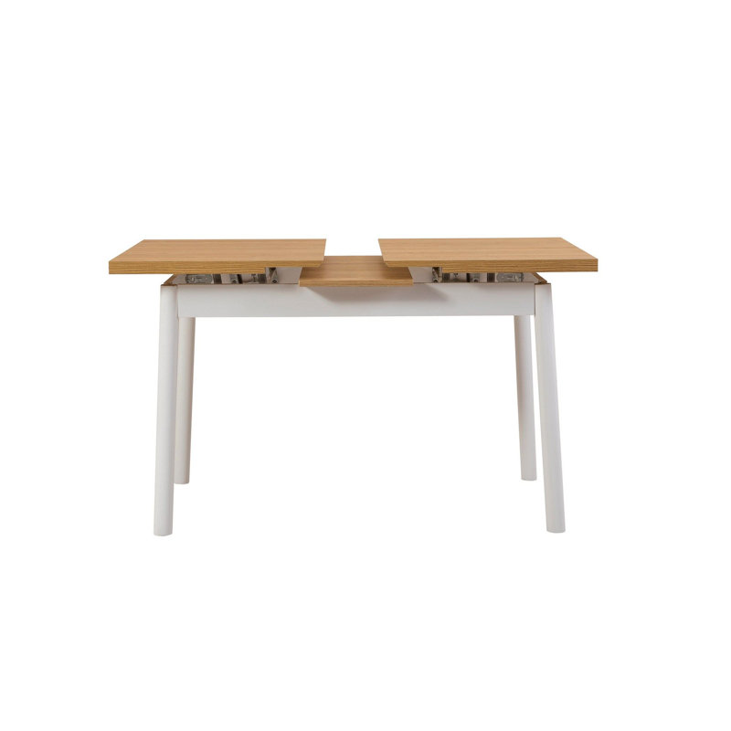 Modern Extendable Dining Table, White, 47.2 x 29.5 x 29.5 inches | 100% Melamine Coated Particle Board, 0.7 inches Thick | Expands to 60.2 inches | Durable Beech Wood Legs | Scandinavian Design for Stylish Dining Spaces