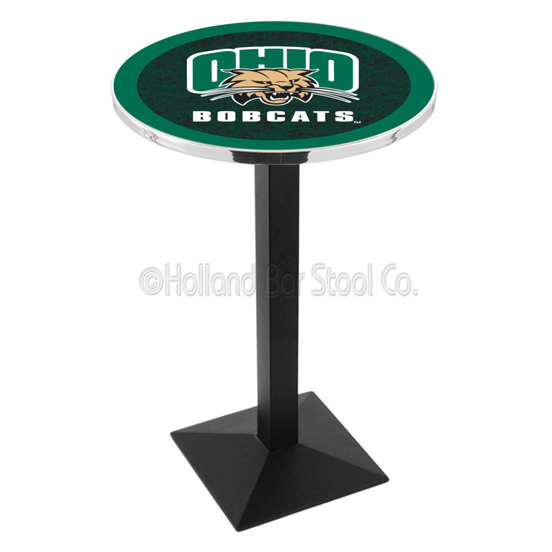 Round Metal Base Dining Table, Black Wrinkle, Ohio University