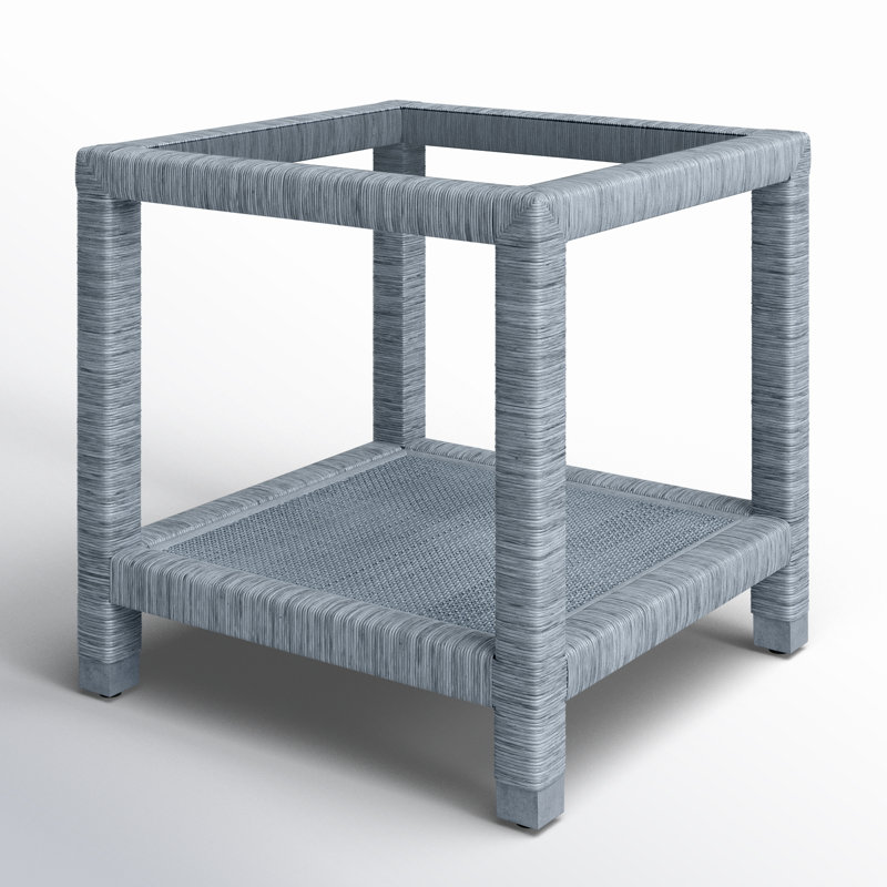 Graham Glass Top End Table, Sea Glass