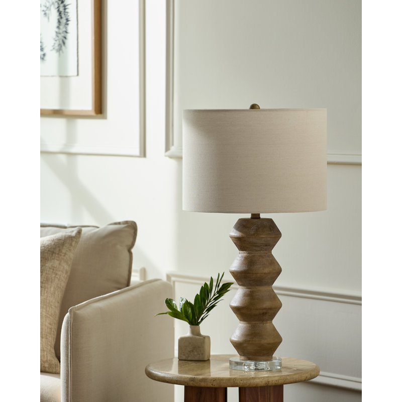Lampe de table Aeleen, Marron foncé, Beige