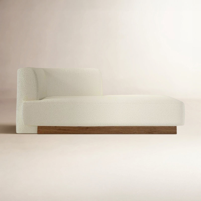Méridiennes d'intérieur en bois massif, Beige, Accoudoir à gauche (vu de face)