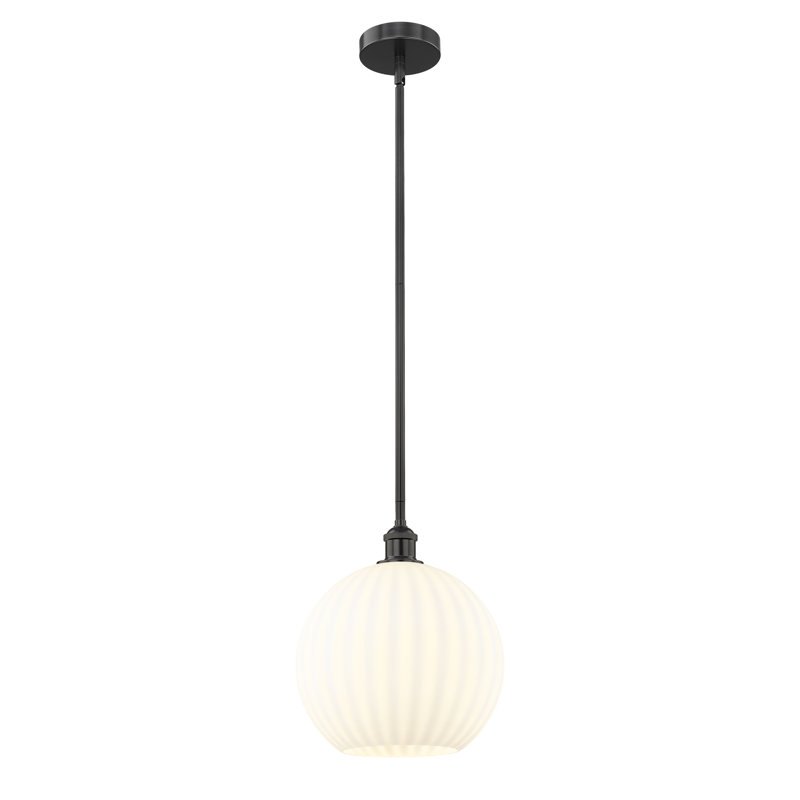 Luminaire suspendu 12 po Edison White Venetian, H 13 po x l 12 po x P 12 po, Noir mat