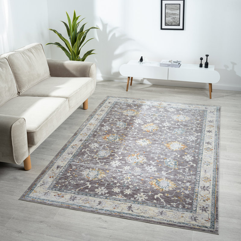 Tapis gris / bleu Roseau Performance, Rectangle 2 pi x 3 pi
