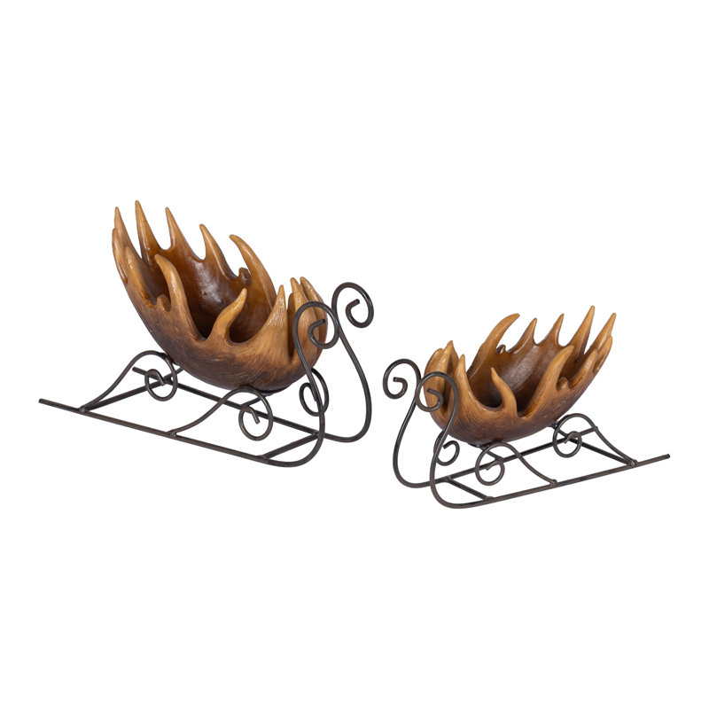Traîneaux en bois de cerf en résine et en métal Jolly mesure 15,9 po UPC Brea