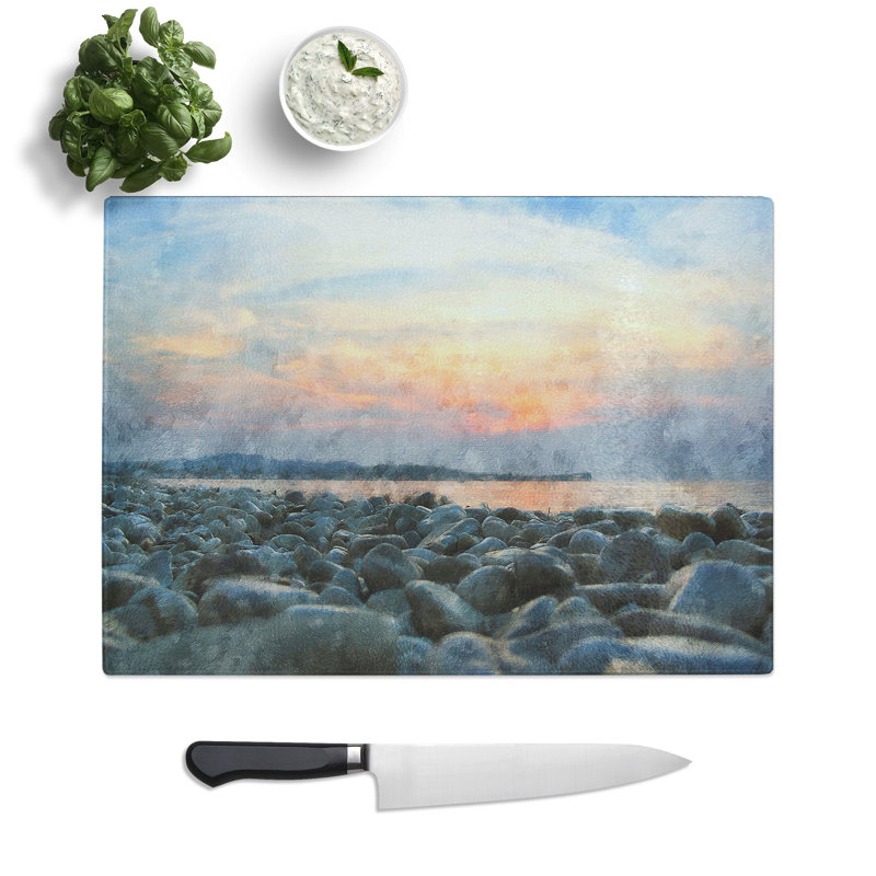 A Pebble Beach Painting Chopping Board, 0.4cm H x 29cm W x 39cm L