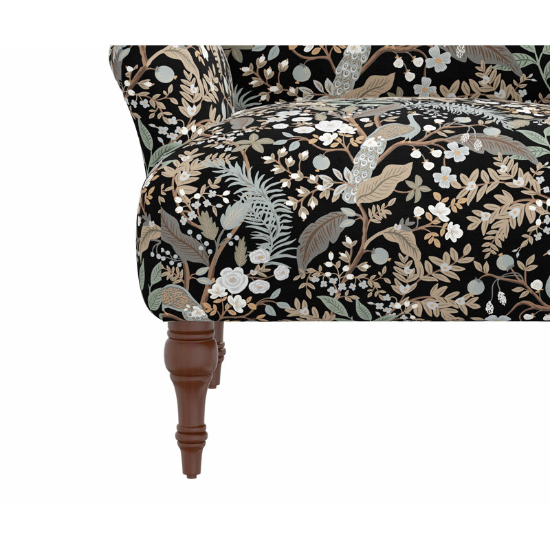Rifle Paper Co. x Cloth & Company Bristol Armchair, Rpc Peacock Black Linen, Natural