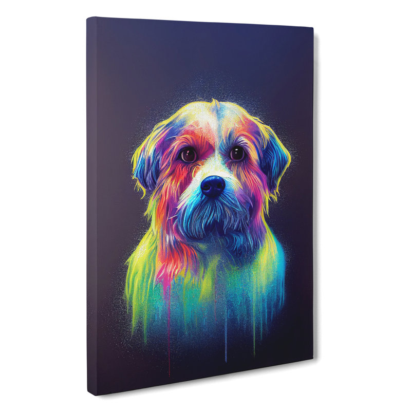 Neon Dog No.5 - Wrapped Canvas, 60cm H x 40cm W x 3cm D