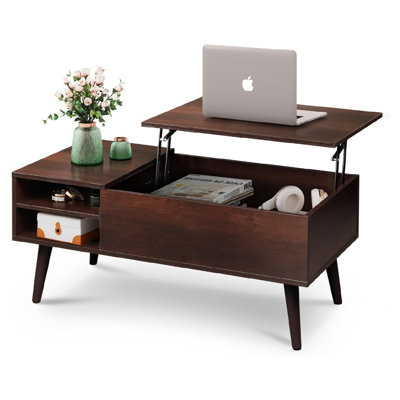 Wood Lift Top Coffee Table with Hidden Compartment and Adjustable Storage Shelf -  George Oliver, A4AA85E245EF4C48859C30A6DAF7D068