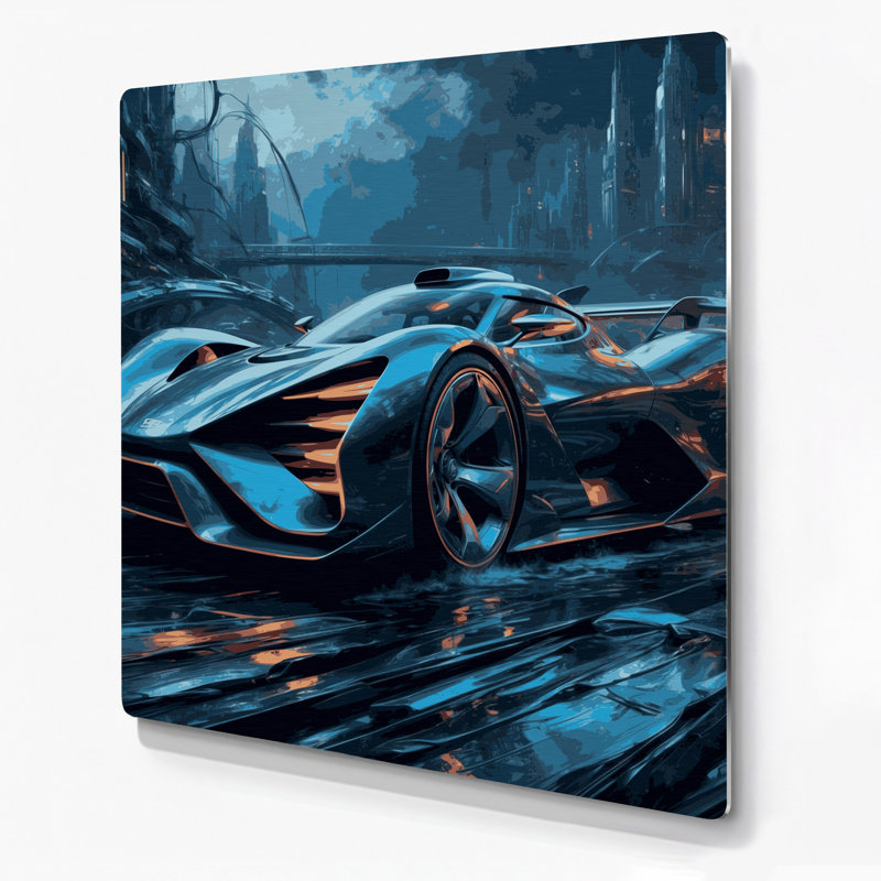 Transport, futur et concept de véhicule, art mural en métal gris, H 12 po x l 12 po