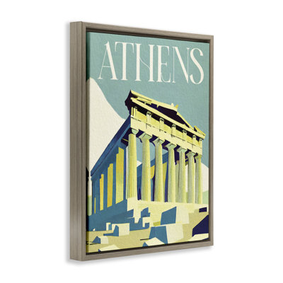 Athens City Landmark  Framed Floater Canvas Wall Art by Daphne Polselli