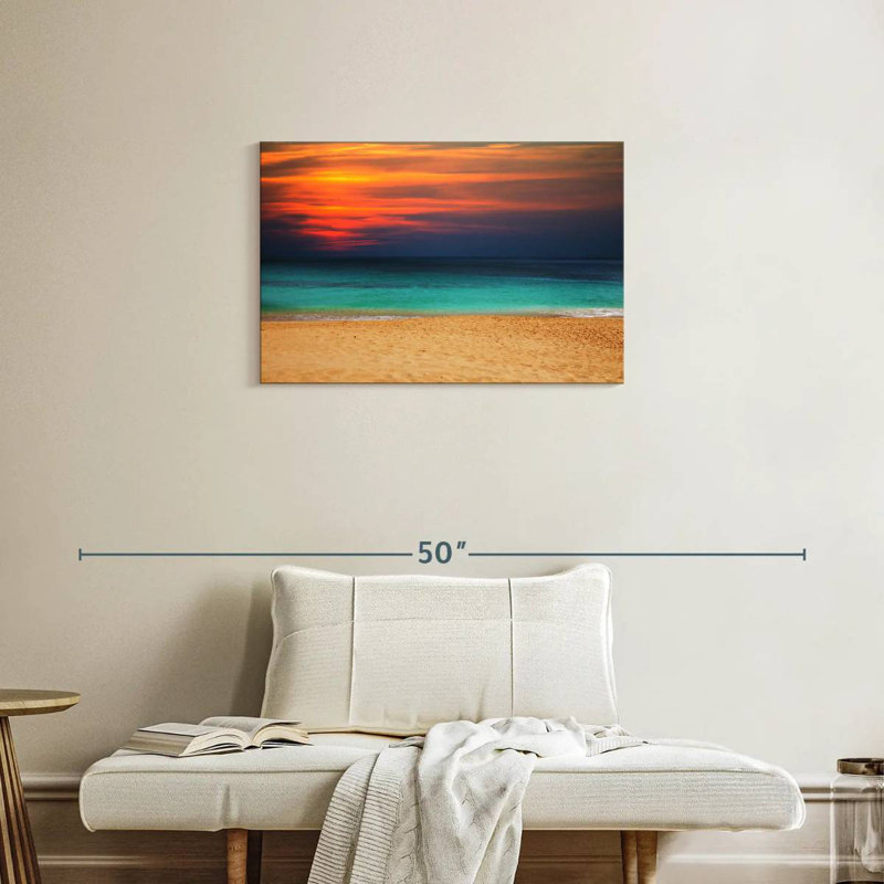 Coucher de soleil sur la mer Gillard, H 20 po x l 30 po