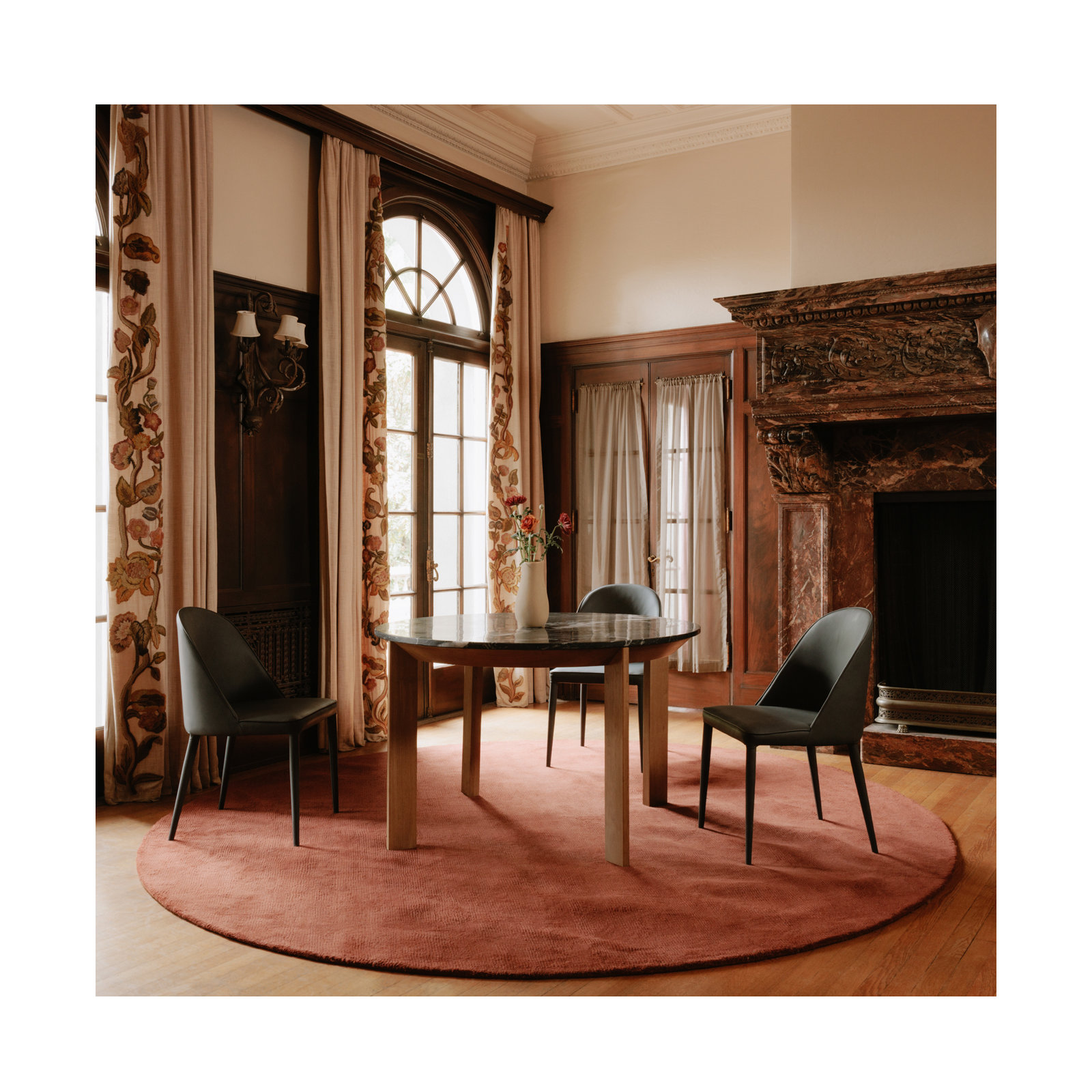 Brennon Upholstered Side Chair in Gray, Black Fade Faux Leather