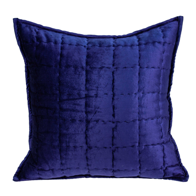 Royal Blue Quilted Cotton Viscose Square Pillow with Poly Insert