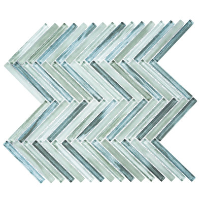 Moln 0.5-in. x 4-in. Glass Herringbone Wall & Floor Mosaic Tile