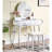 Liannon Contemporary Wood Vanity And Stool Set, White-874495271