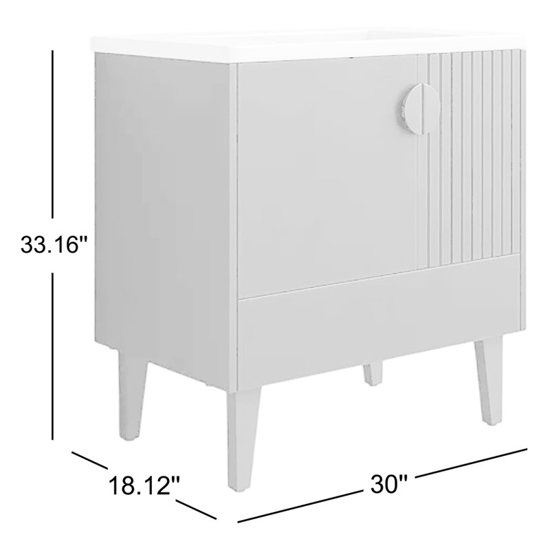 Saimah 30'' Single Bathroom Vanity with Ceramic Top, Black, Black