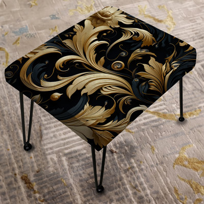 Black And Gold Intrigue Elegance - Marble Rectangle Ottoman