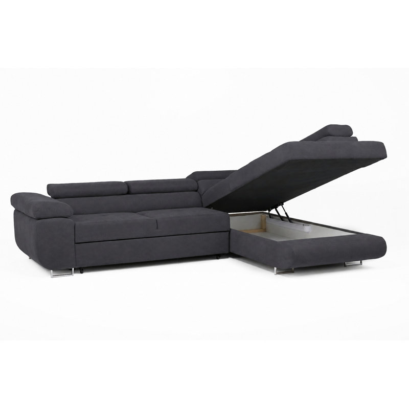 Flavius Corner Sofa Bed, Right Hand Facing, Charcoal