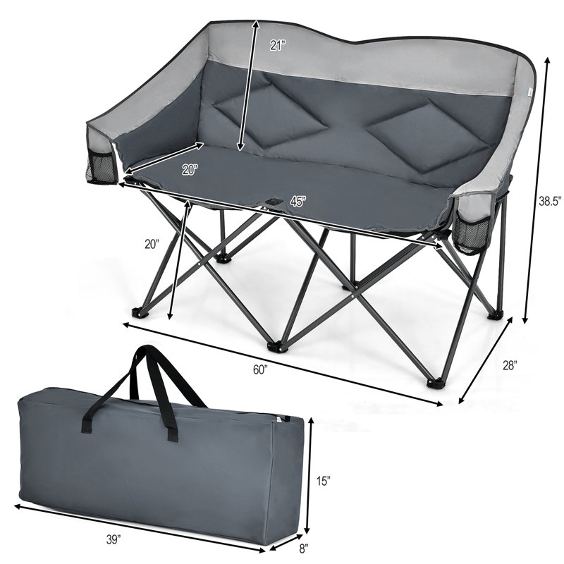 Banc de camping pliant Chani, gris