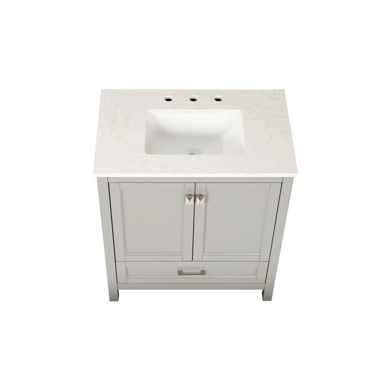 Meuble-lavabo autoportant avec lavabo rectangulaire, armoire de rangement avec porte à fermeture en douceur, rangement de salle de bain pour la maison