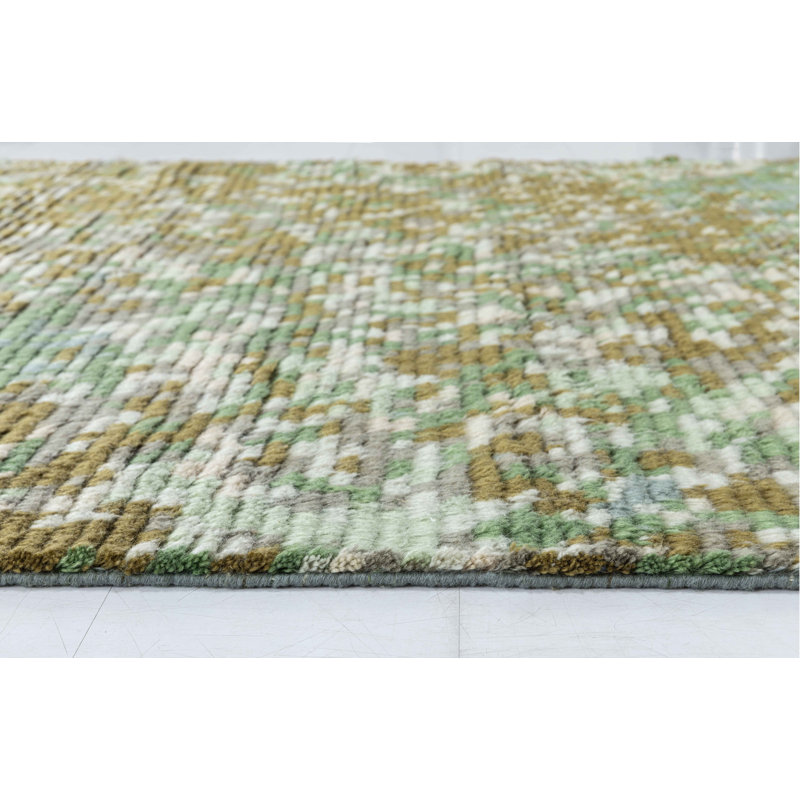 Bovina Wool Abstract Area Rug in Green/Brown/Gray