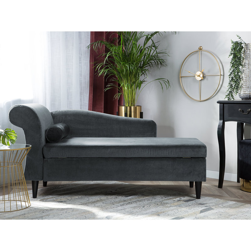 Pulliam Velvet Chaise Lounge, Dark Grey