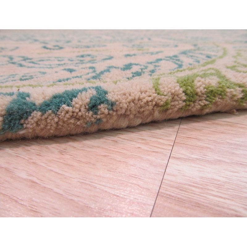 Beautiful Alluring Green Hand Tufted Wool Transitional Paisley Area Rug, Round 6'