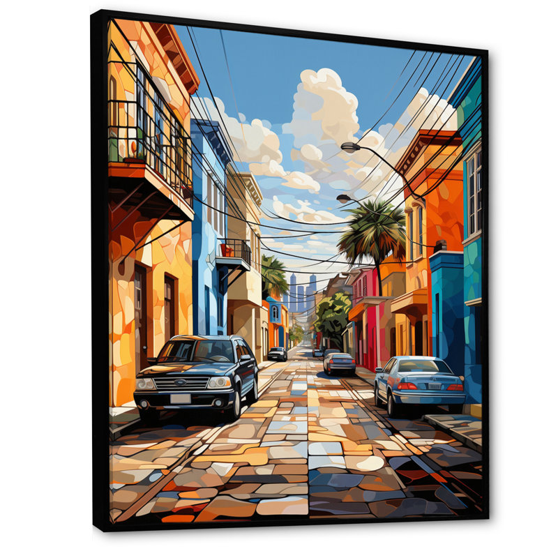 City Charleston Popart I sur toile, H 32 po x l 24 po x P 1 po, Cadre flottant noir