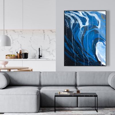 Abstract Wave in Motion - Coastal Bathroom Canvas Art Decor