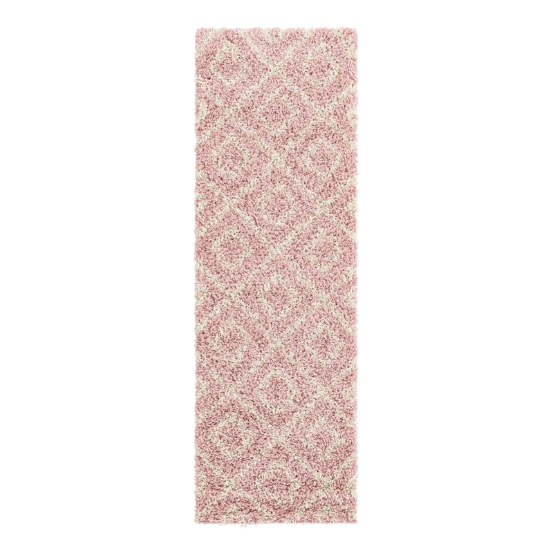 Tapis à treillis rose clair Rugs.com Ruth, Tapis de couloir 2 pi x 6 pi