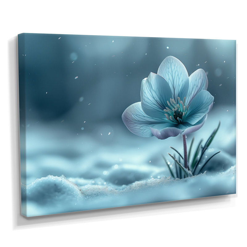 Fleurs monochromes monochromes en hiver I - Snowdrops, art mural, H 12 po x l 20 po x P 1 po, Toile tendue