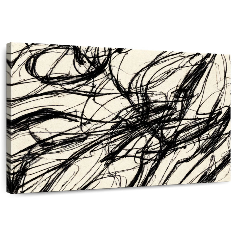 Avery Abstract Black Threads, 24" H x 36" W