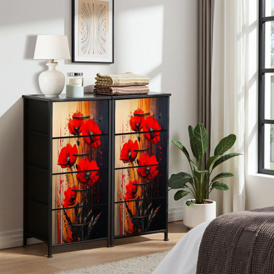 4 Drawer Dresser for Bedroom, Narrow Chest of Drawers, Wooden Top and Study Iron Frame 18"x37.5"-(WxH)