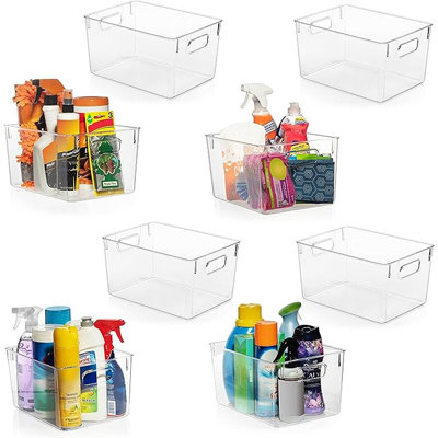 Bacs de rangement en plastique transparent Clearespace - organisateurs de garde-manger et contenants de rangement, organisateur d'armoire - organisation à domicile indispensable pour la cuisine, la salle de lavage, le bureau, le placard, le garage et le 