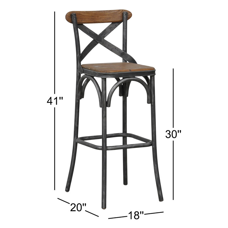 Tabouret en bois massif Damara, Tabouret de bar (assise de 30 po de hauteur)