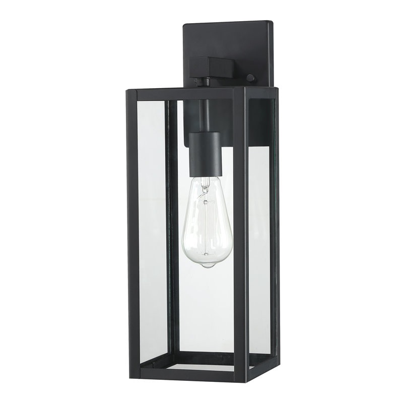 1-Light Outdoor Wall Lantern Sconce, 18" H x 6" W x 6" D, Matte Black