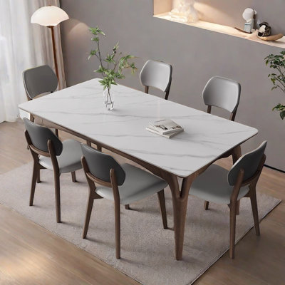 White ash wood dining table and chair set.