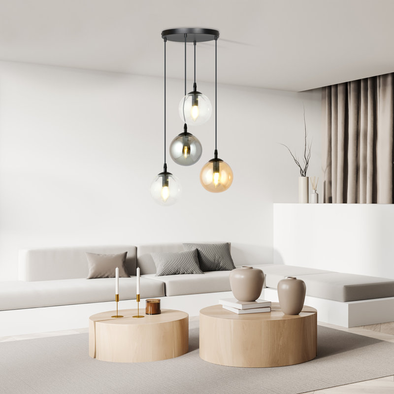 Cadesha 4 - Light Black Cluster Pendant, Graphite/Amber/Transparent