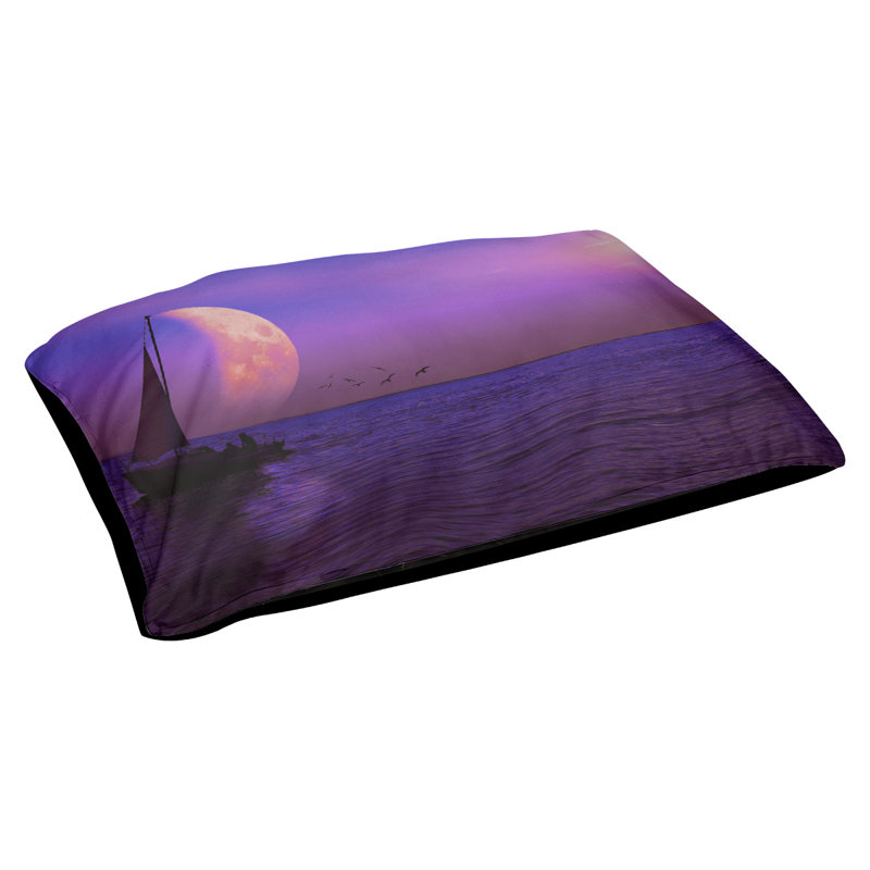 Coussin de lit pour chat magenta lune et voilier Burkhardt, L 19,5 po x l 29,5 po, Noir