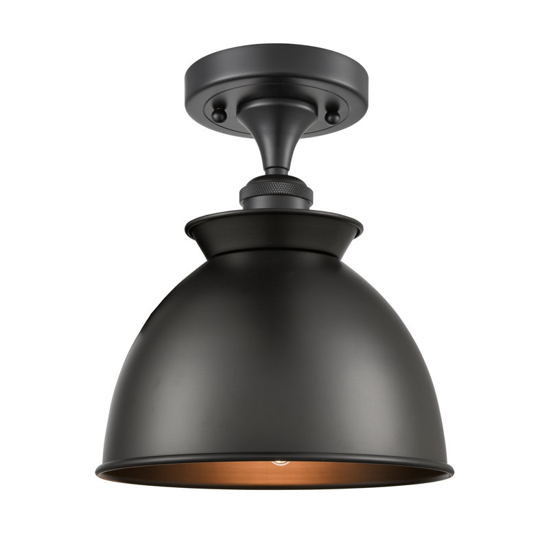 Plafonnier semi-encastré 1 lumière 8,5 po Erastus, Oui, Noir mat, Noir mat