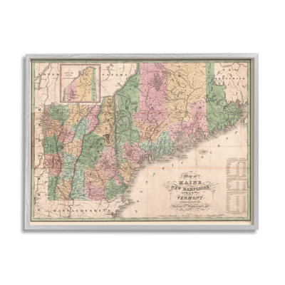 Carte du nord de la Nouvelle-Angleterre, Maine, Vermont, New Hampshire, par Daphne Polselli