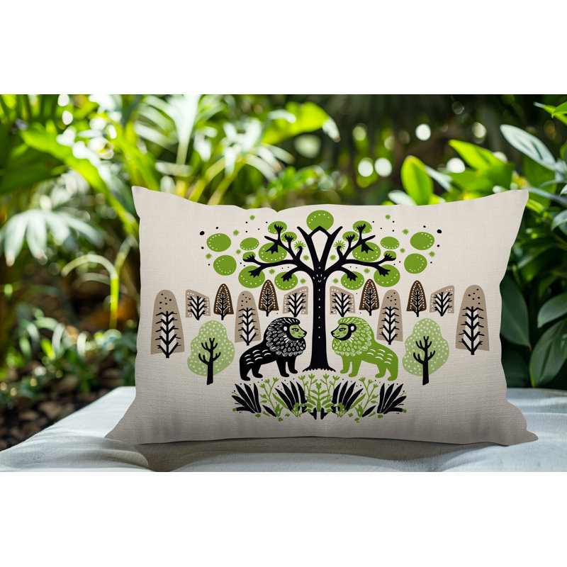 Oreiller rectangulaire intérieur / extérieur Comas Lion, Rectangle H 18 po x l 25 po, Chartreuse