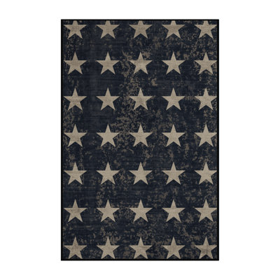 Soft Plush Fedele July 4Th Modern & Contemporary Abstract Area Rug in Gray – Black Binding