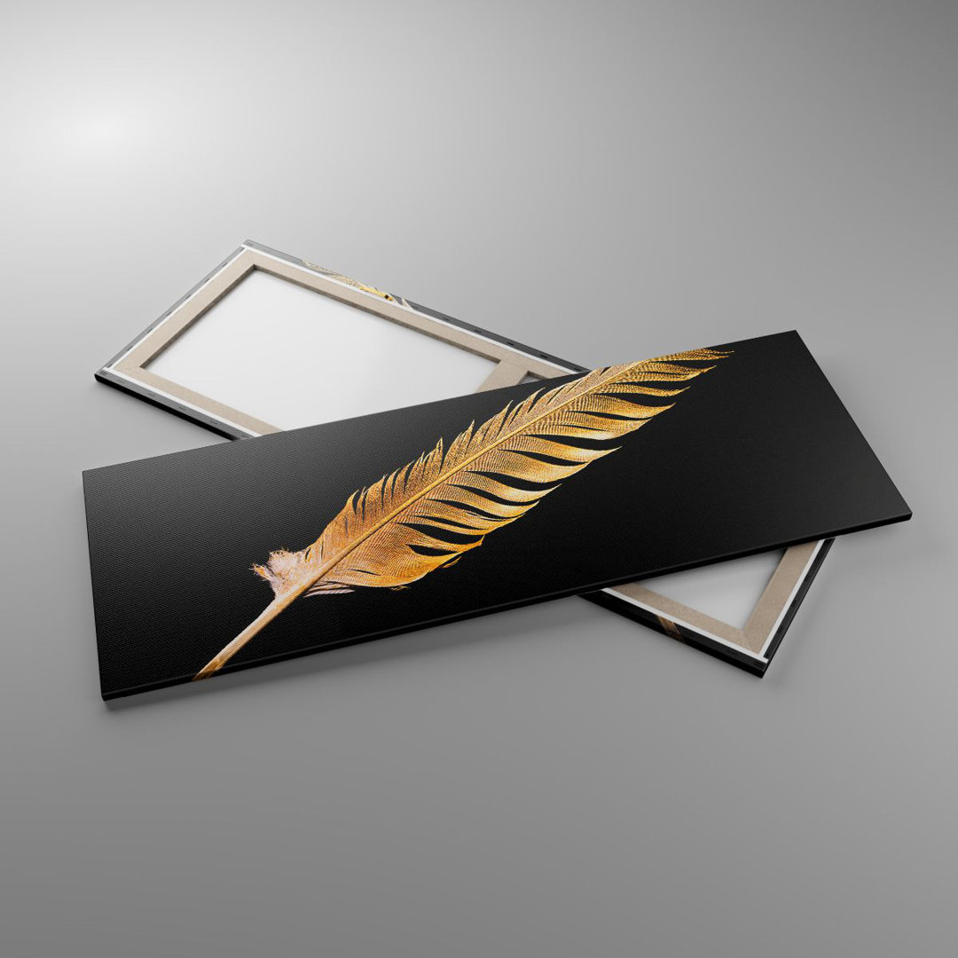 Leinwandbild Golden Feather Black