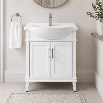Ensemble de meuble-lavabo simple autoportant 30 po avec plateau en céramique Arlowene
