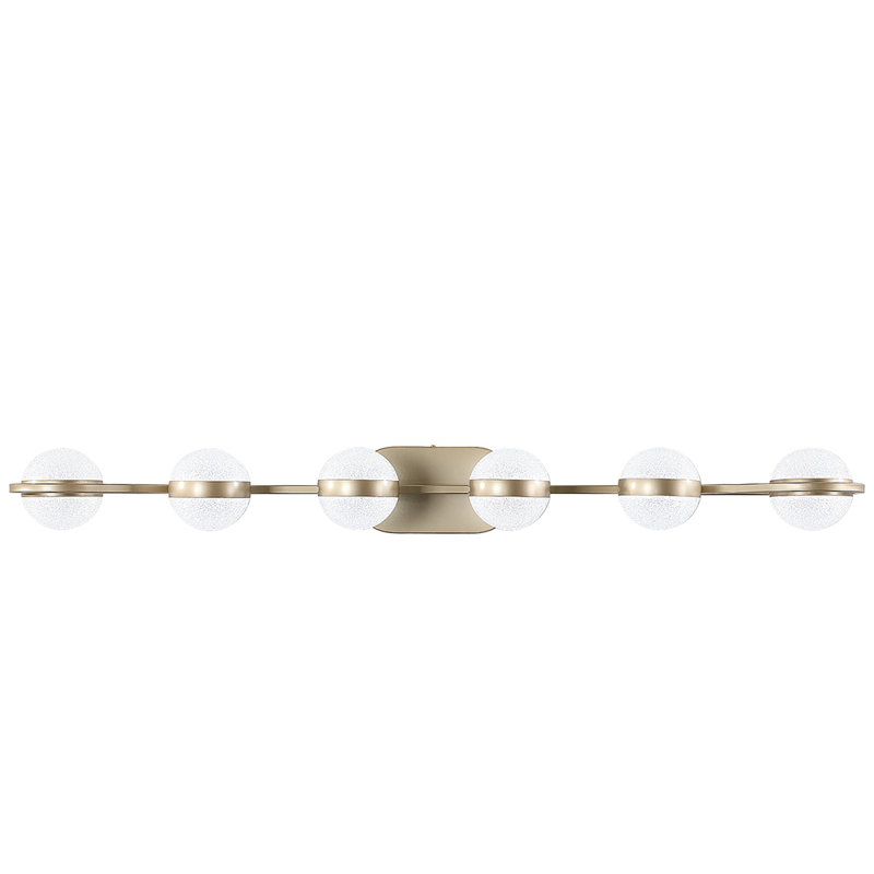 Luminaire de salle de bain minimaliste à DEL de 43 po avec abat-jour en acrylique sable cristal, luminaire décoratif mural à 6 lumières, convient au miroir de meuble-lavabo